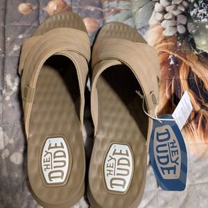 Hey Dude Tan Slide Sandals